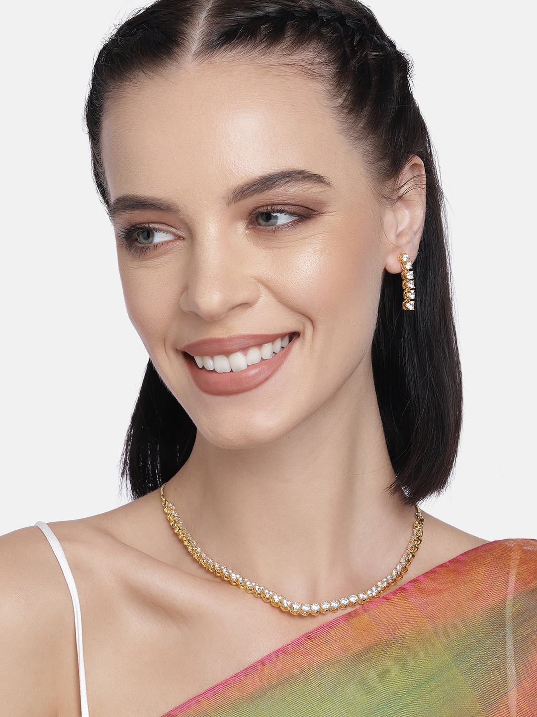 

LAIDA Gold-Plated Classic American Diamond Studded Handcrafted Jewellery Set