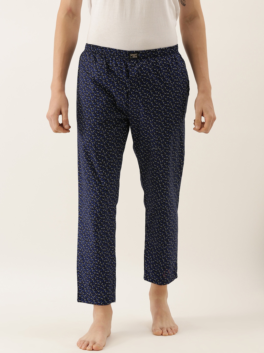 

Urban Dog Men Navy Blue & White Printed Lounge Pants