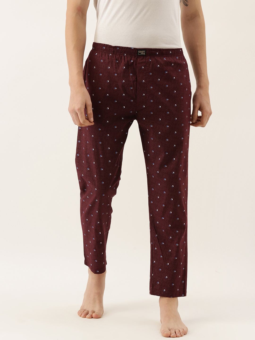 

Urban Dog Men Burgundy & White Printed Lounge Pants