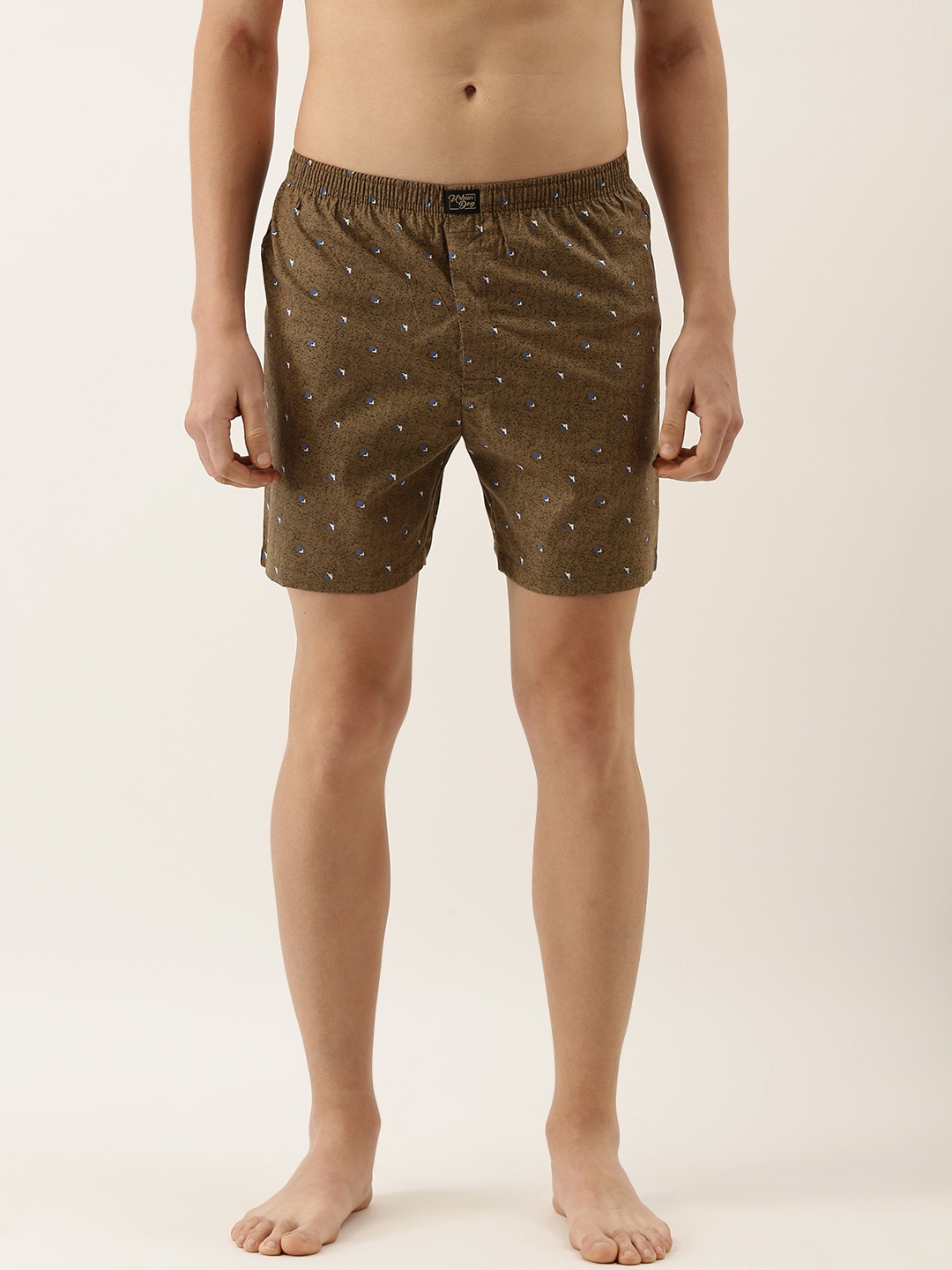 

Urban Dog Men Olive Brown & Blue Printed Boxers UDBX251