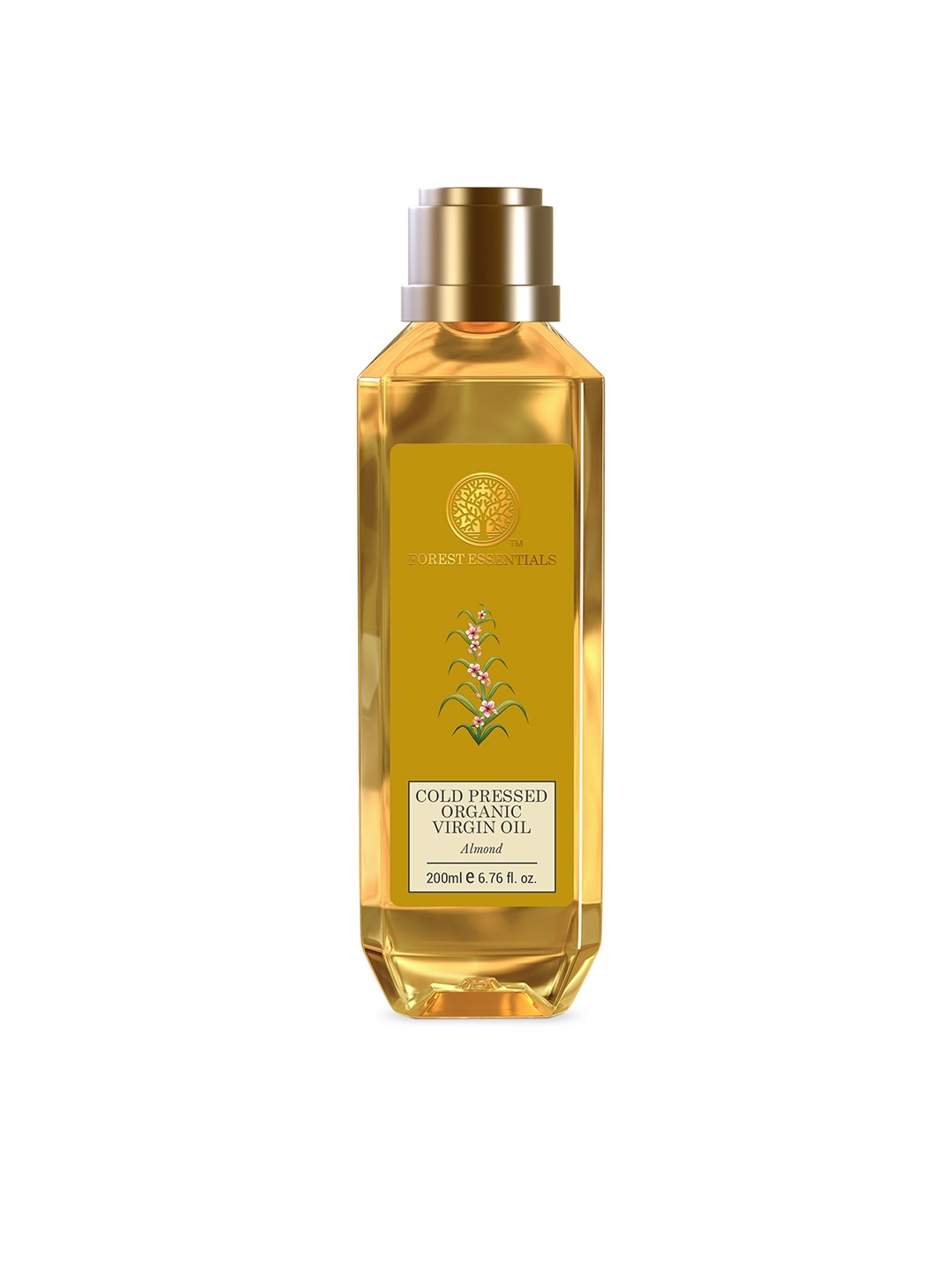 

Forest Essentials Organic Cold Pressed Virgin Almond Oil For Hair & Skin - 200ml, Gold