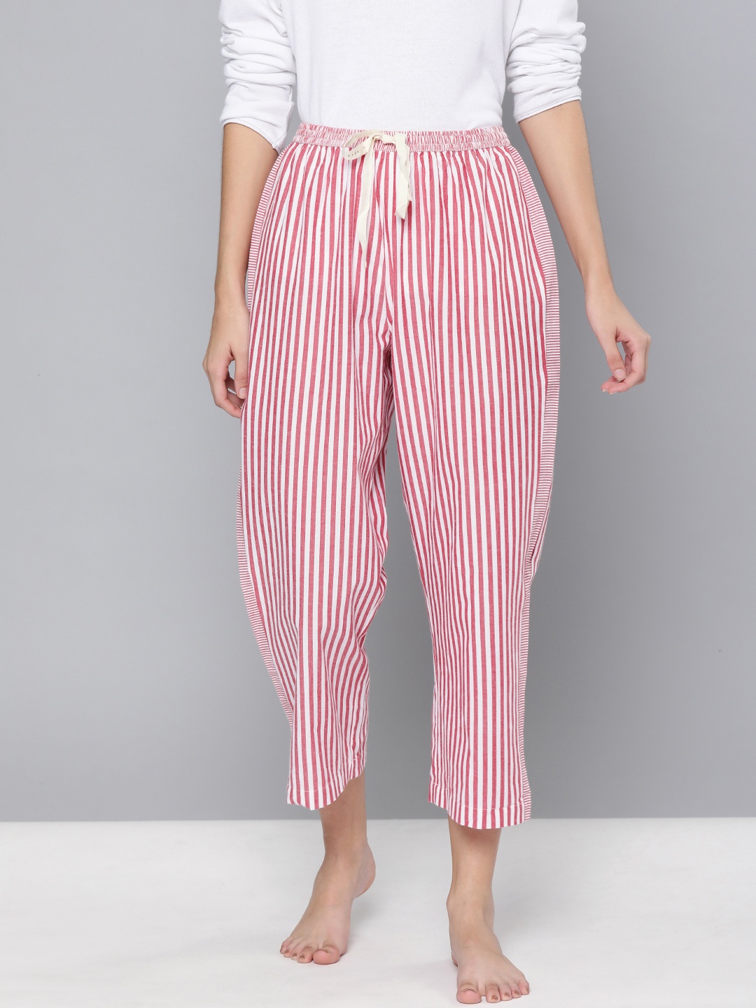 

Chemistry Women Red & White Striped Lounge Pants