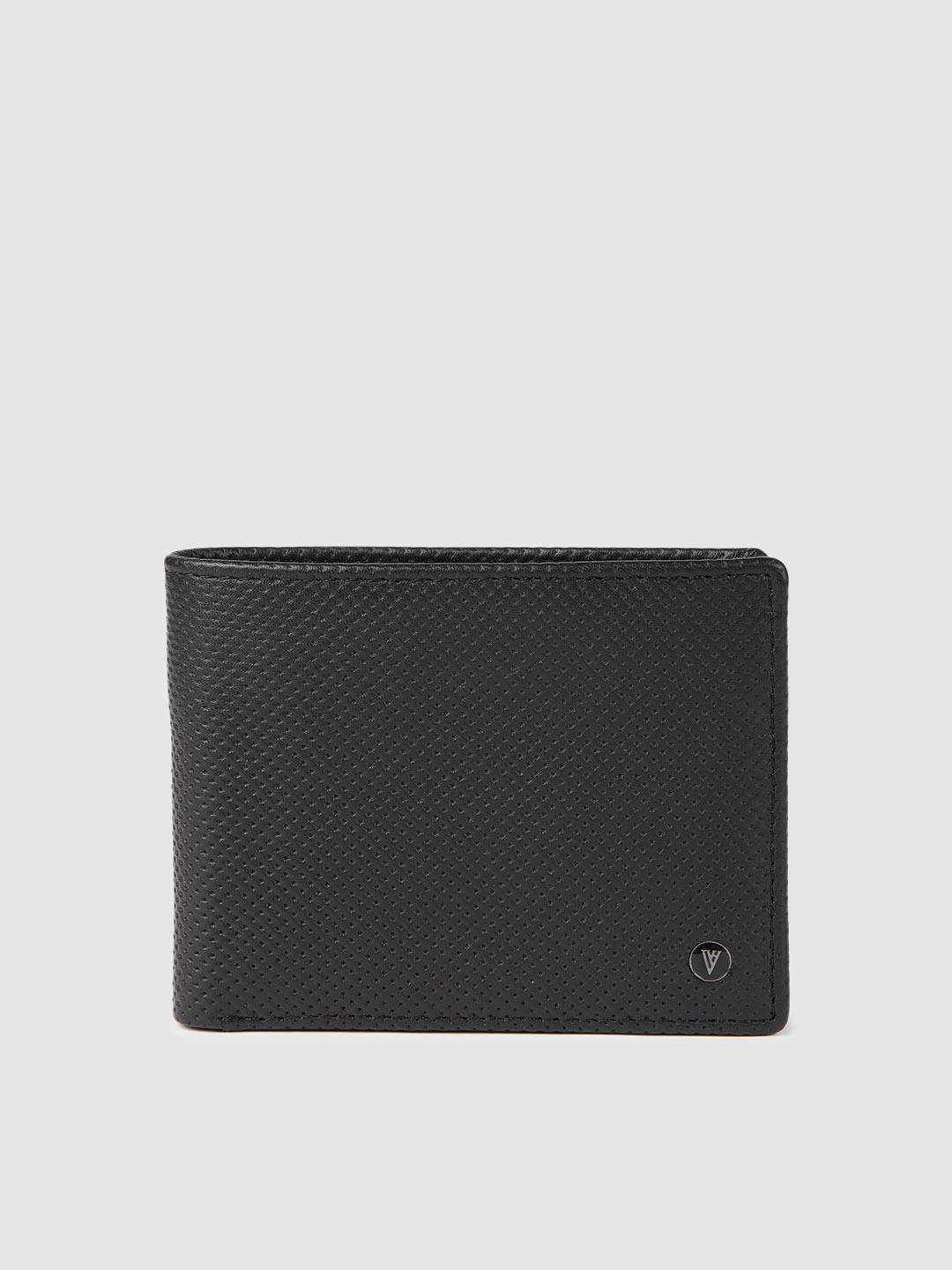 

Van Heusen Men Black Textured Leather Two Fold Wallet