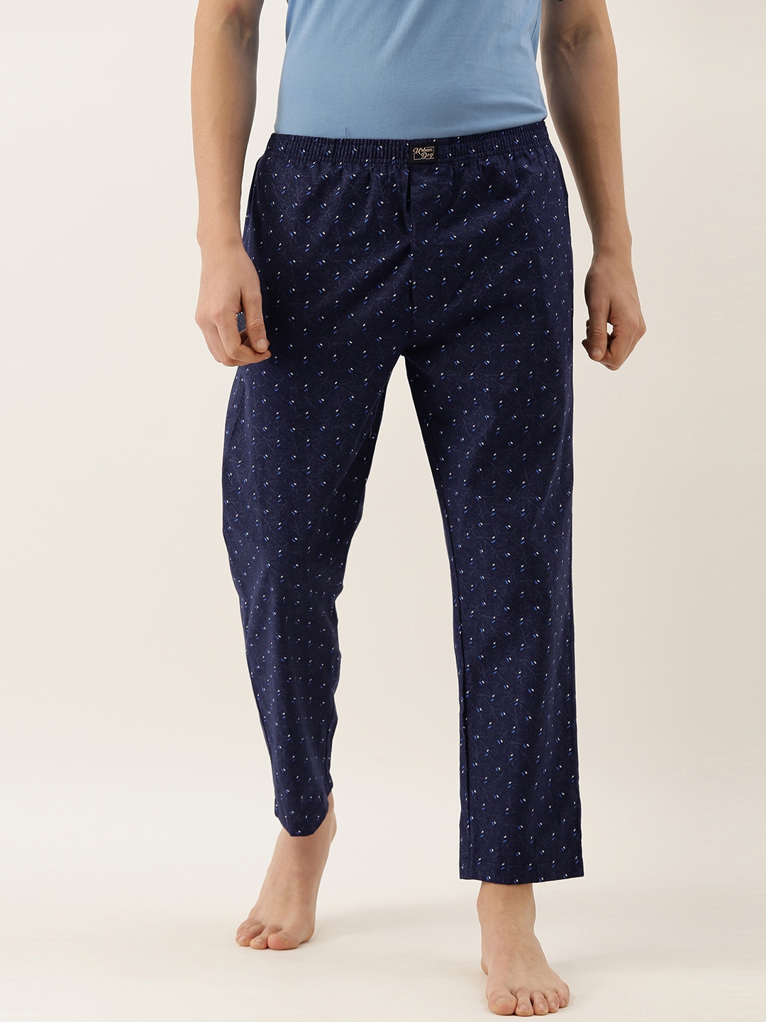 

Urban Dog Men Navy & White Printed Lounge Pants, Navy blue