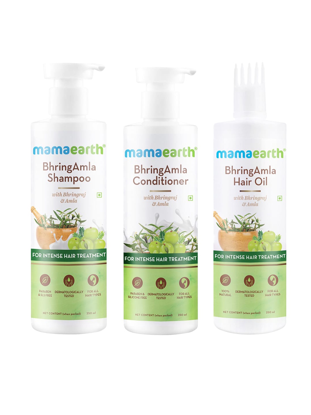 

Mamaearth BhringAmla Set Of Conditioner, Shampoo And Hair Oil, White