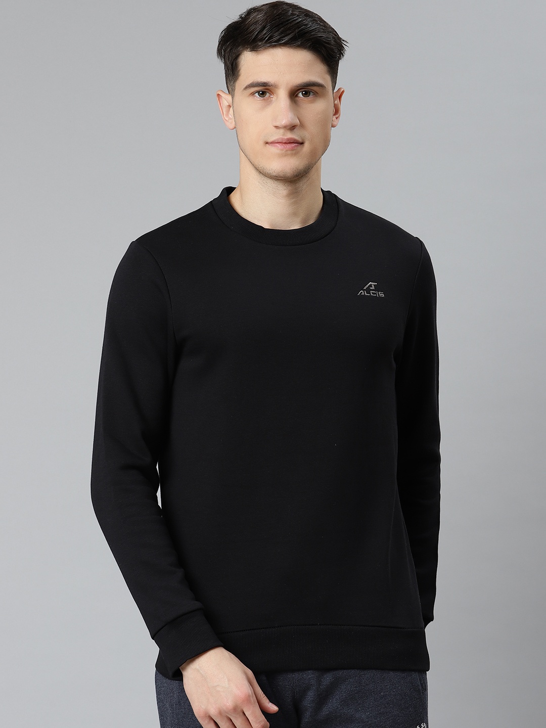 

Alcis Men Black Brand Logo Pullover Sweatshirt