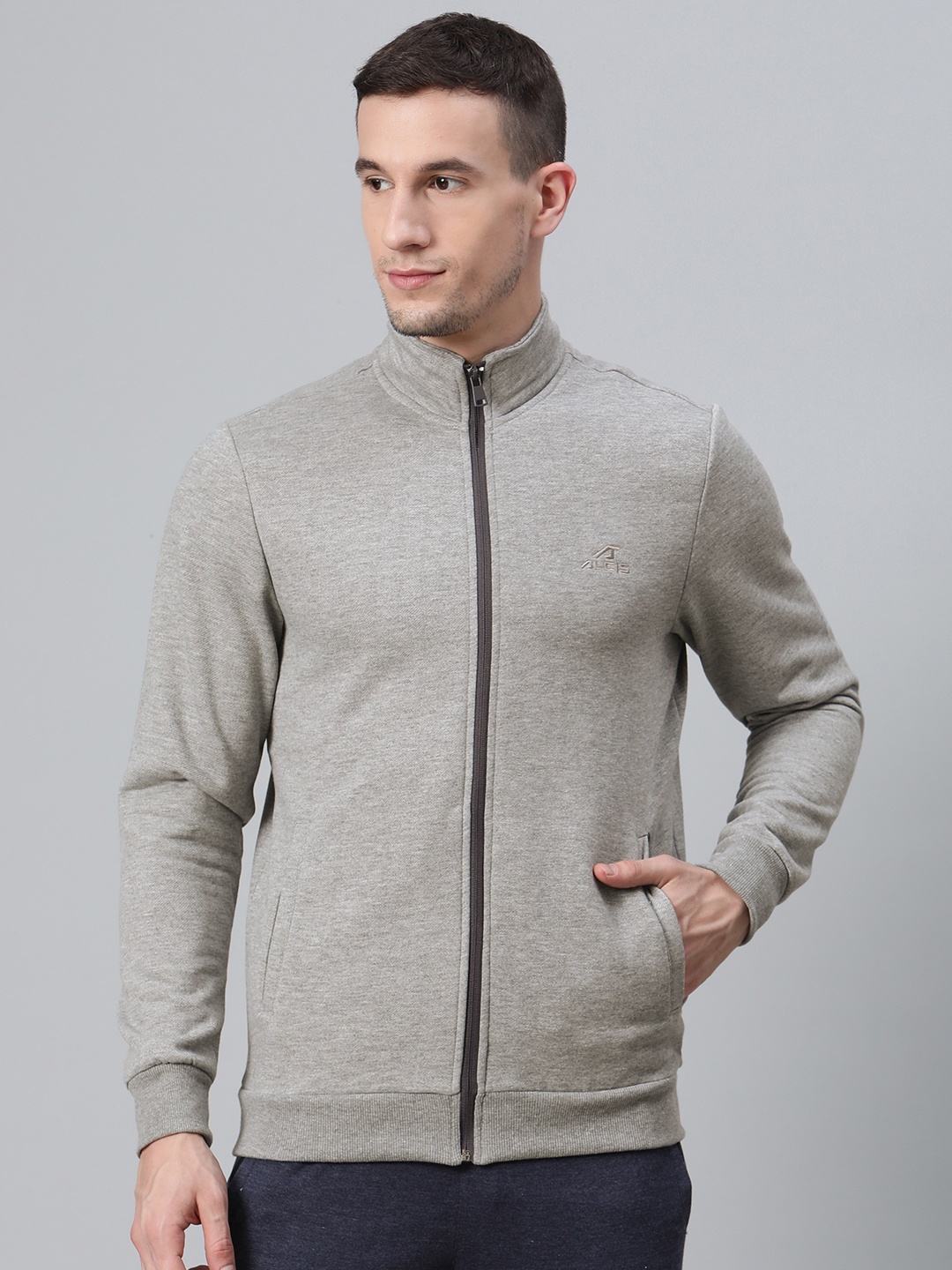 

Alcis Men Grey Melange Solid Sweatshirt