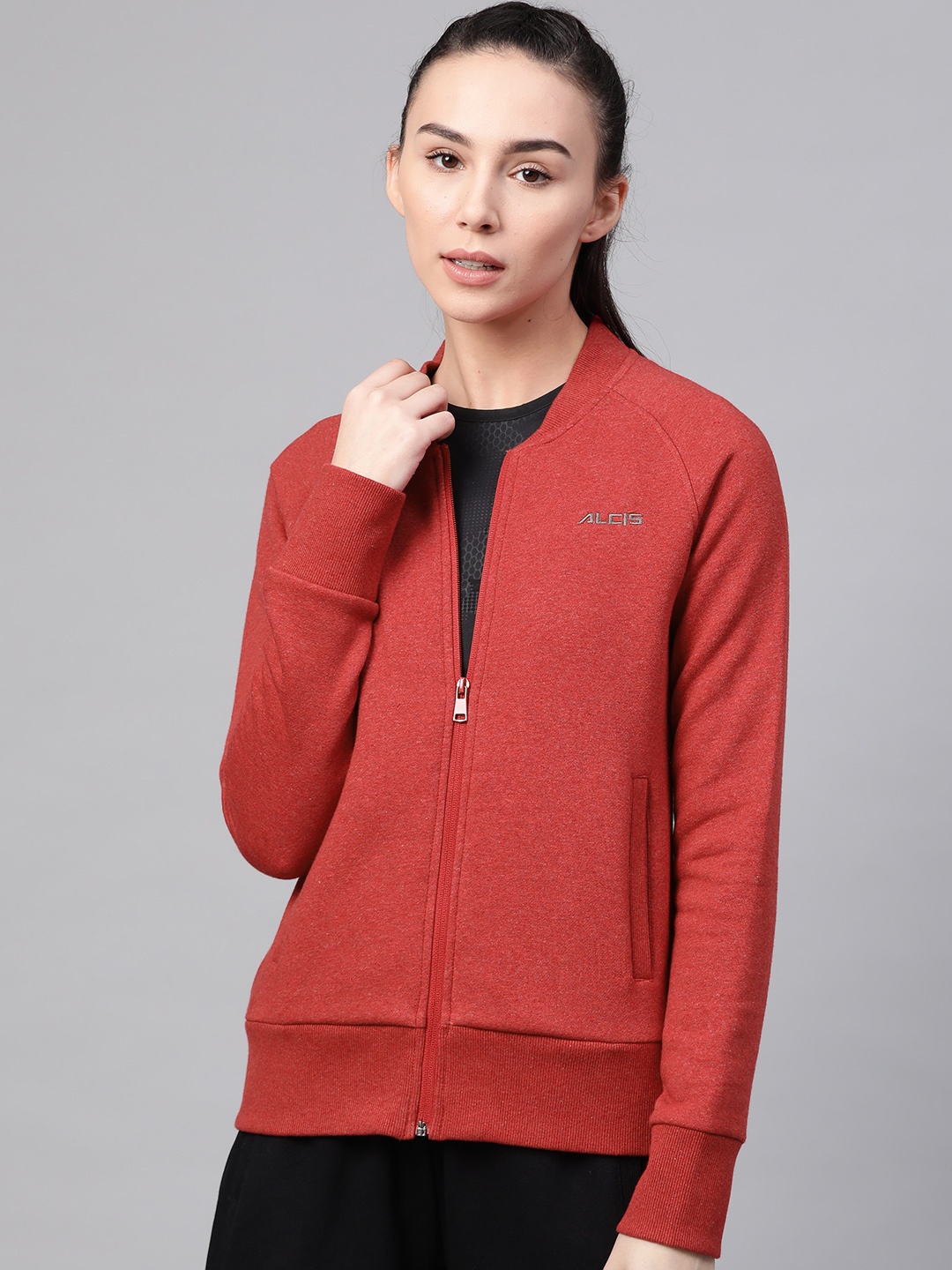 

Alcis Women Red Solid Outdoor Sweatshirt