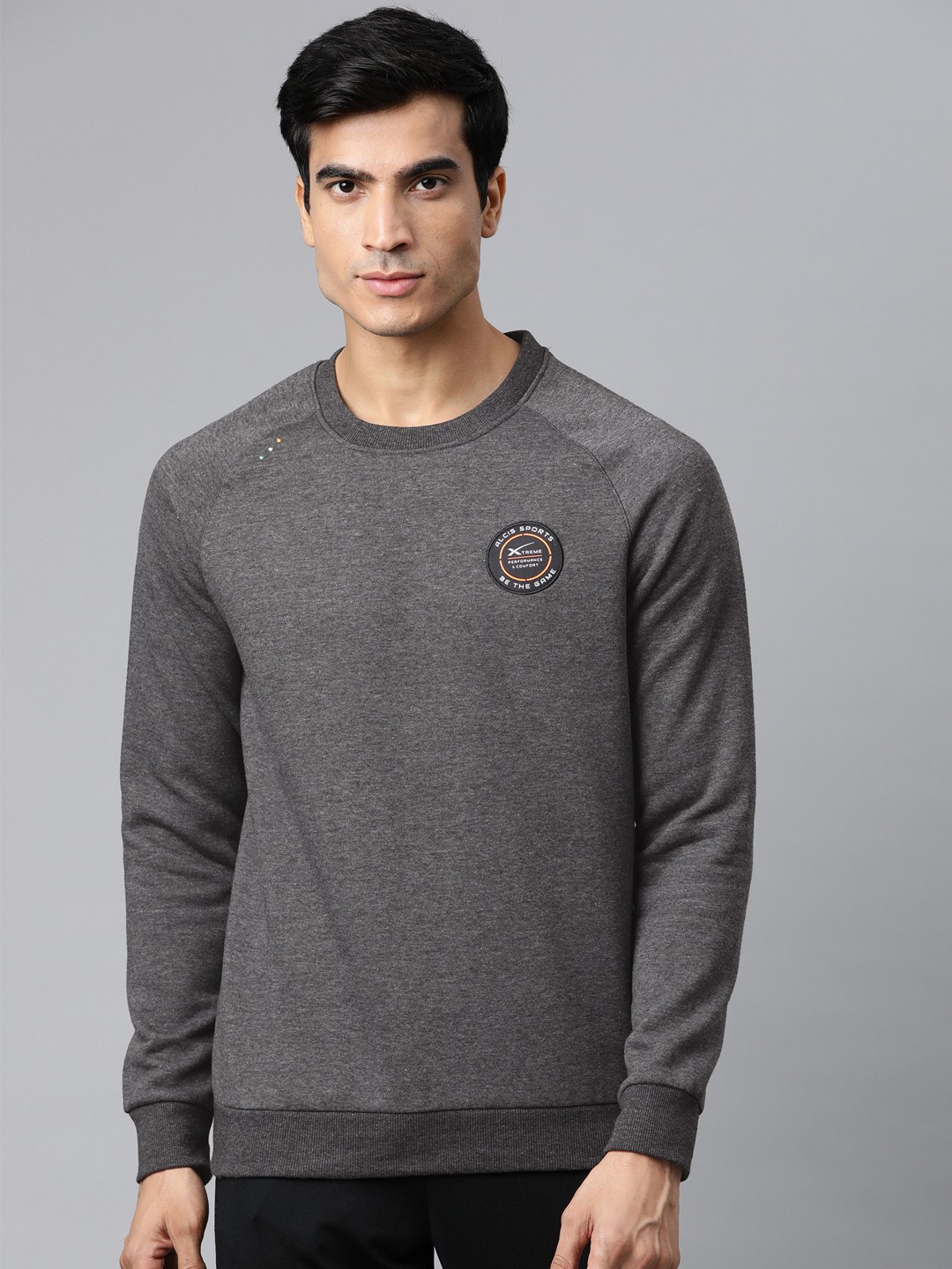 

Alcis Men Charcoal Grey Solid Sweatshirt