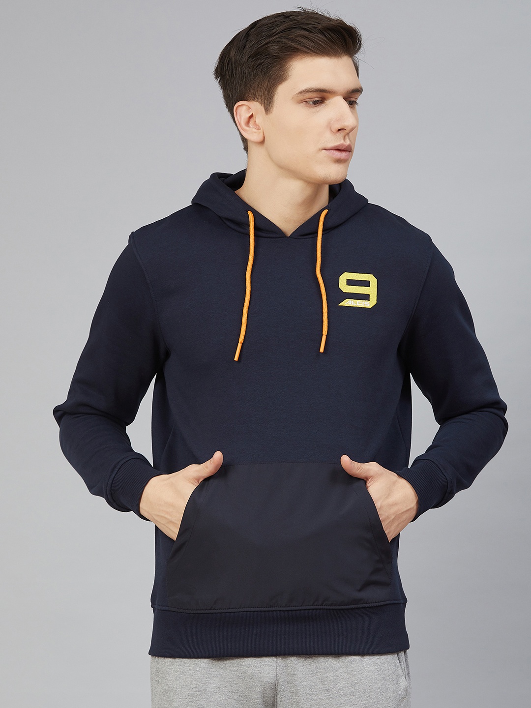 

Alcis Men Navy Blue Solid Hooded Sweatshirt