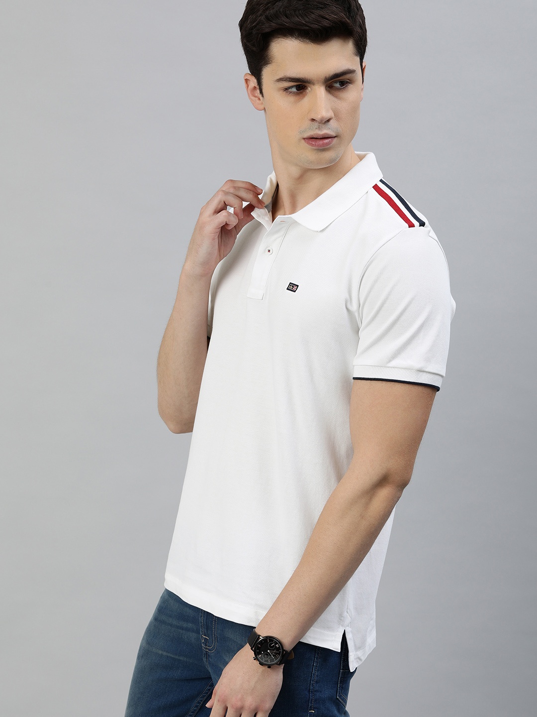 

Arrow Sport Men White Solid Polo Collar Pure Cotton T-shirt