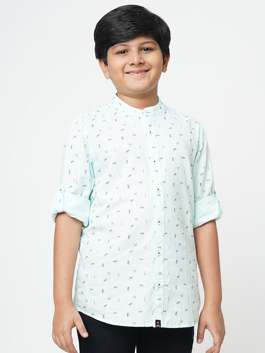 

URBAN SCOTTISH Boys Green Regular Fit Printed Casual Shirt