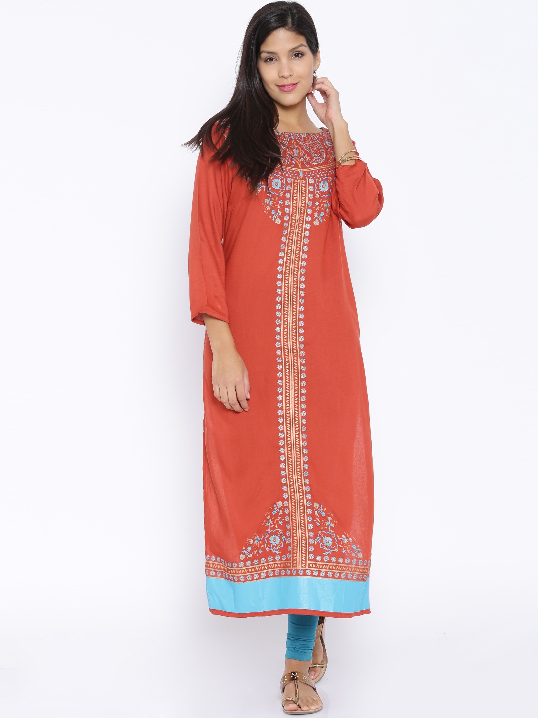 

Vishudh Rust Brown Printed Kurta