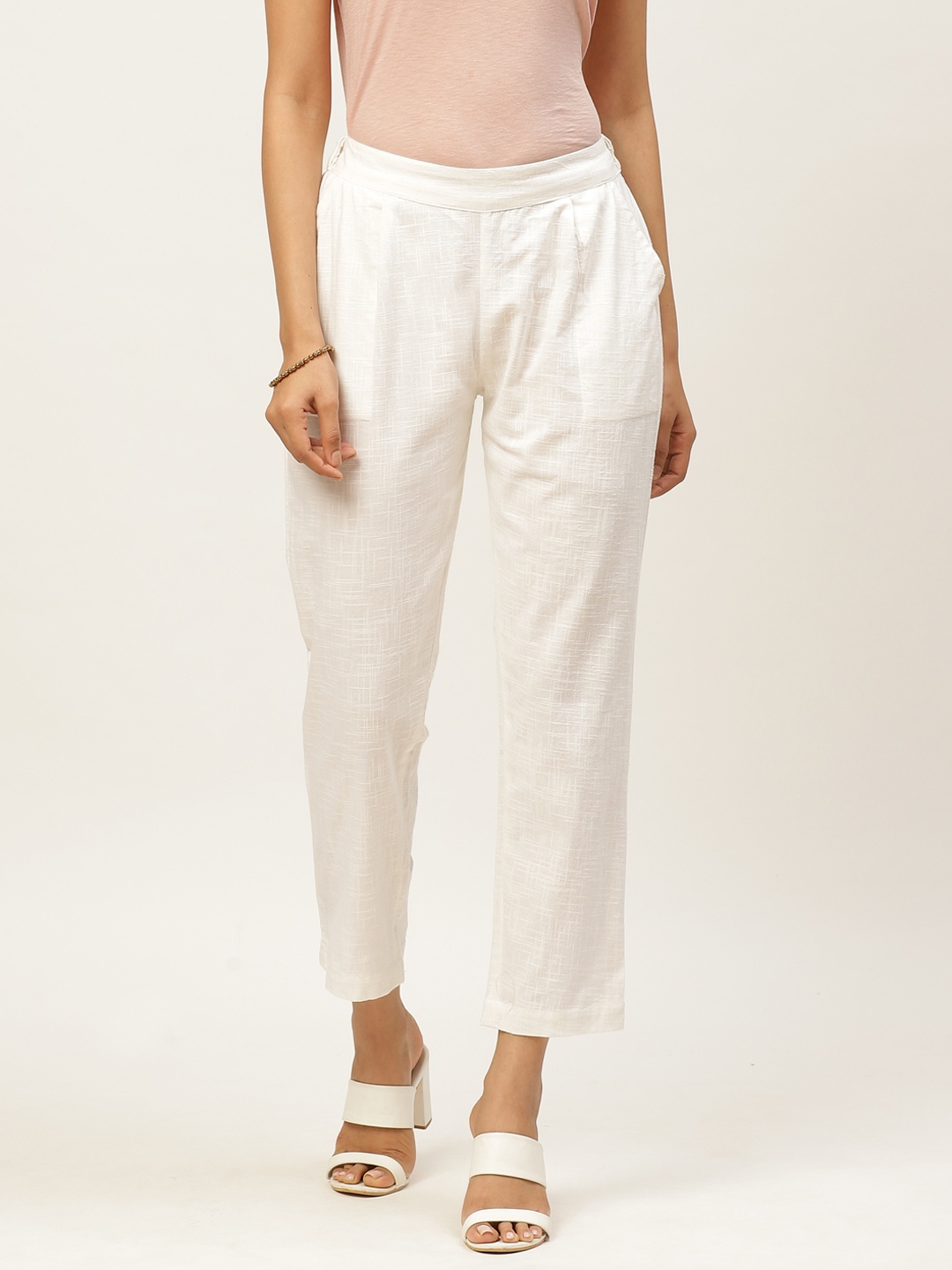 

FABRIC FITOOR Women White Trousers