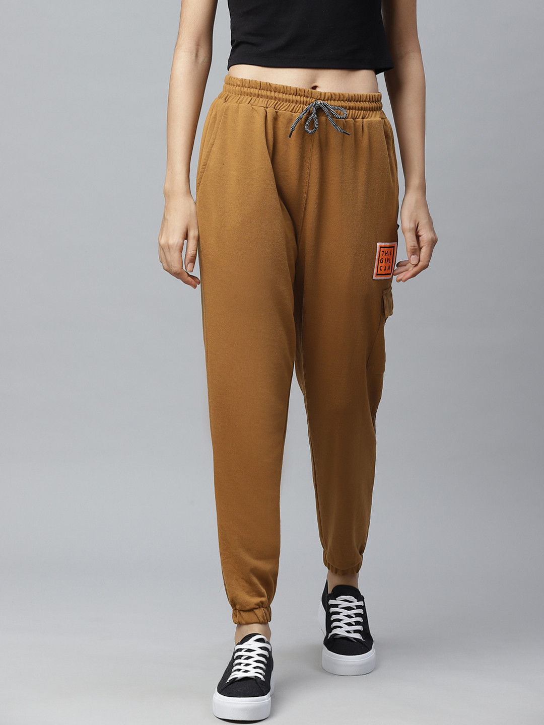 

Hubberholme Women Mustard Brown Slim Fit Solid Joggers