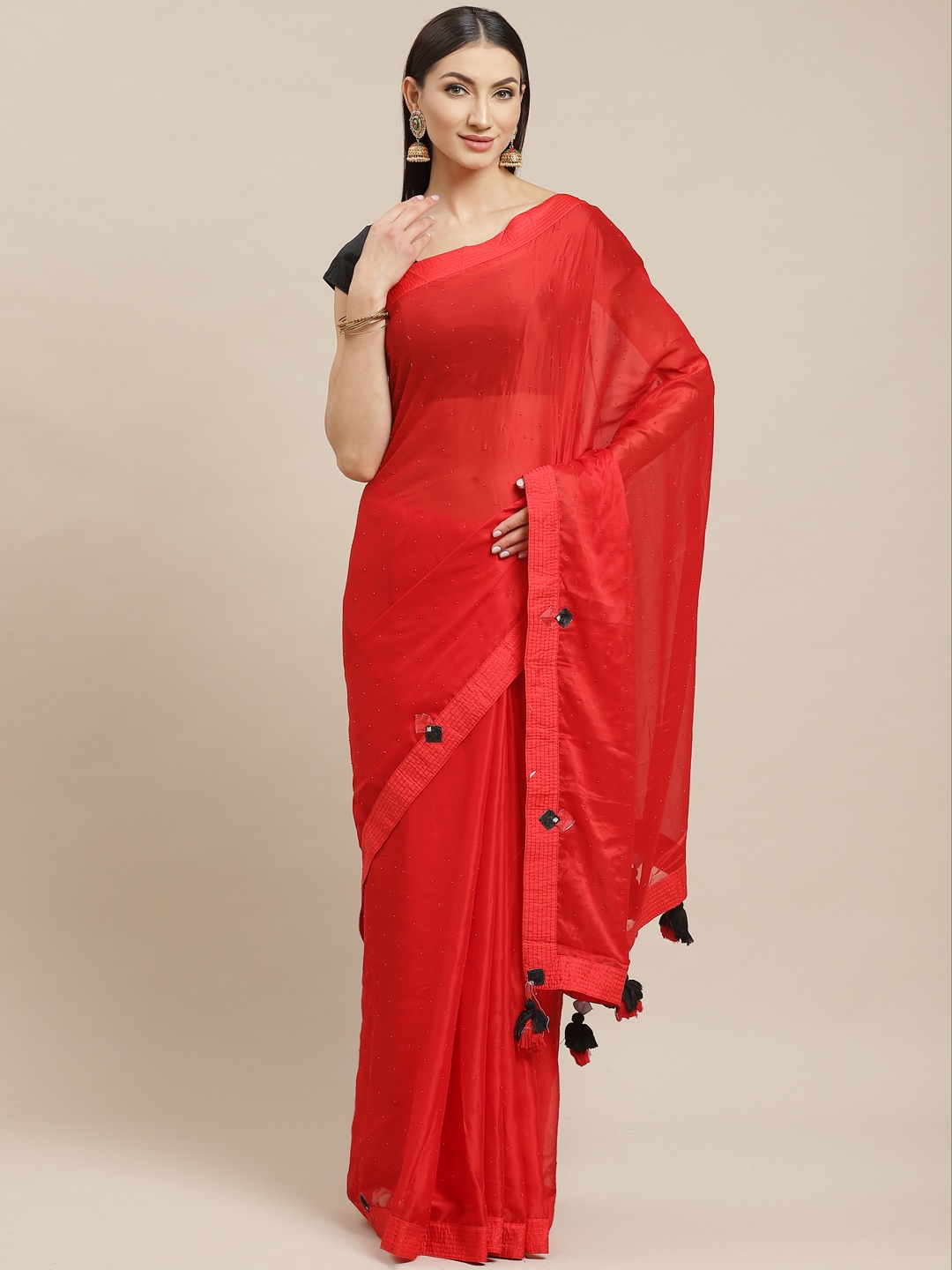 

Shaily Red Embellished Saree