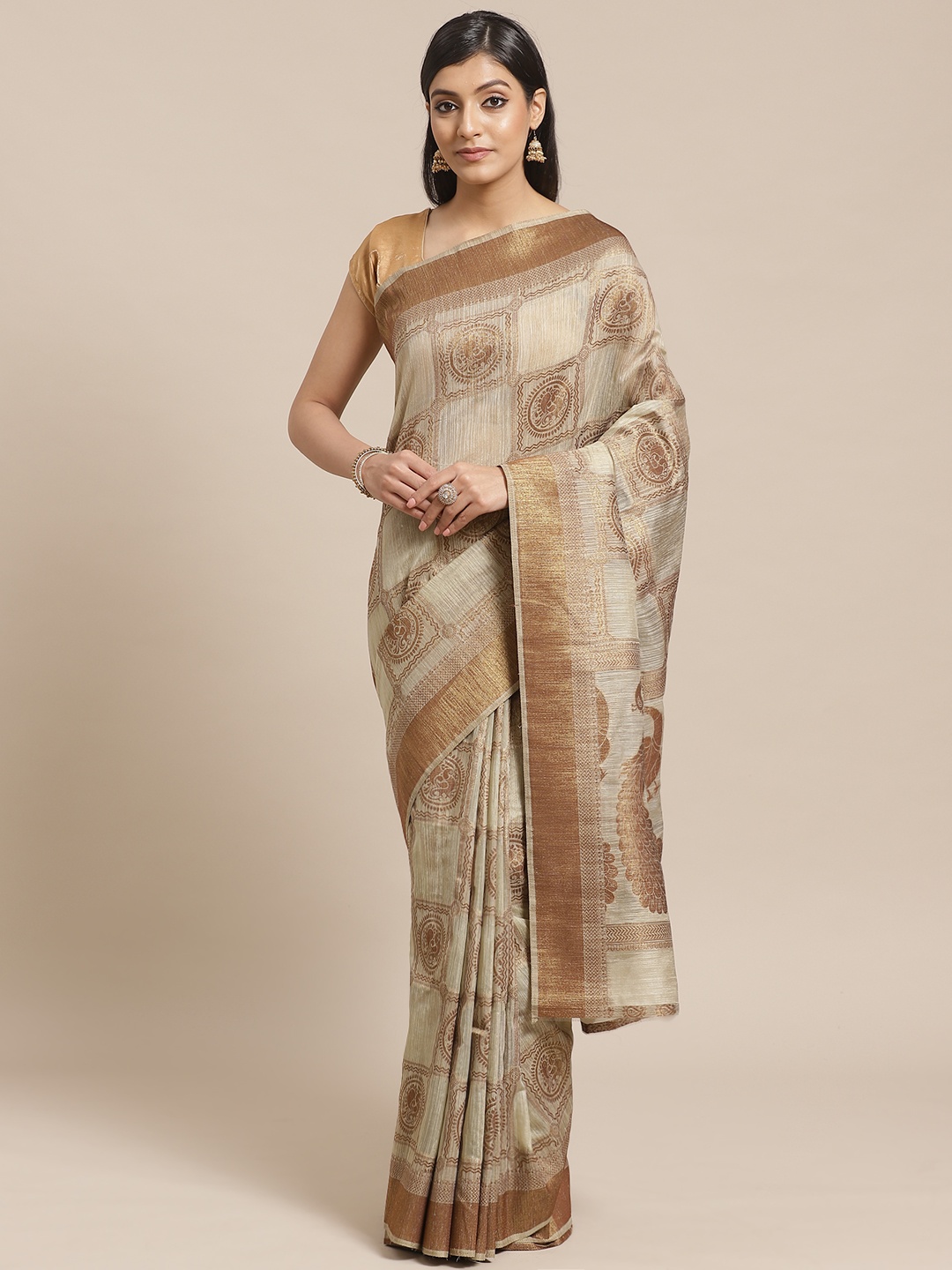 

Shaily Grey & Golden Zari Woven Design Kanjeevaram Saree
