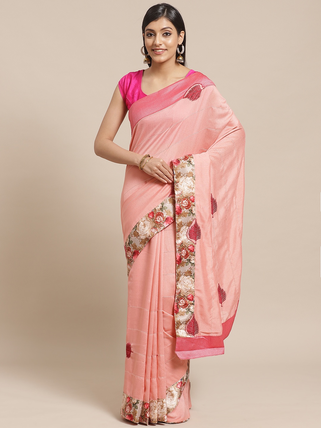 

Shaily Pink Solid Saree