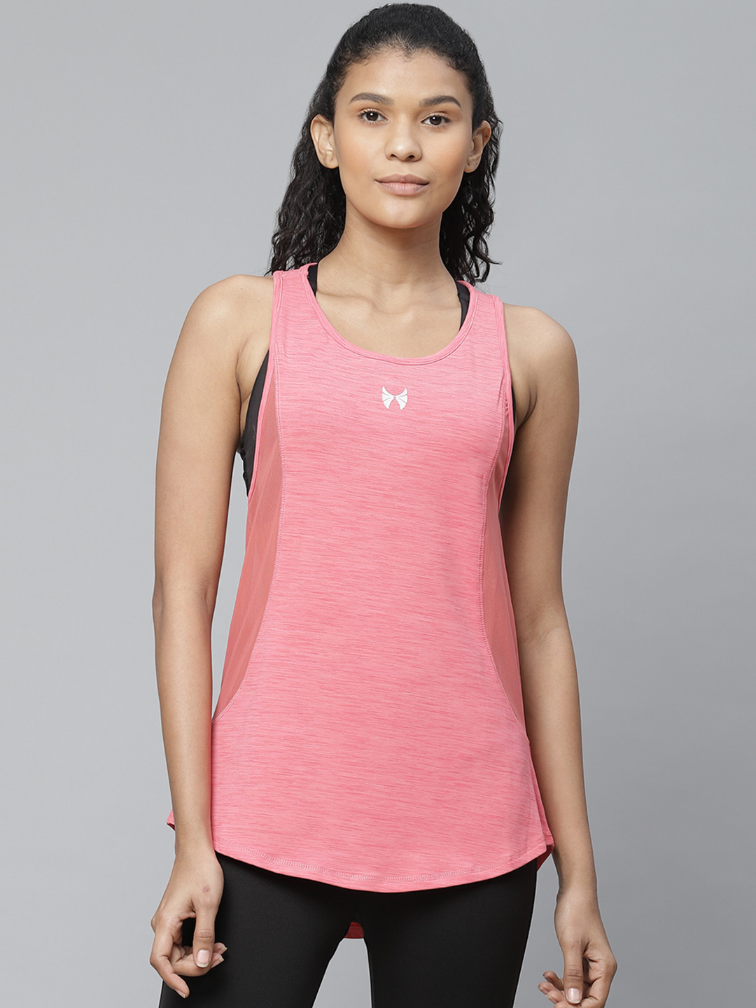 

skyria Women Pink Solid High-Low Tank Top