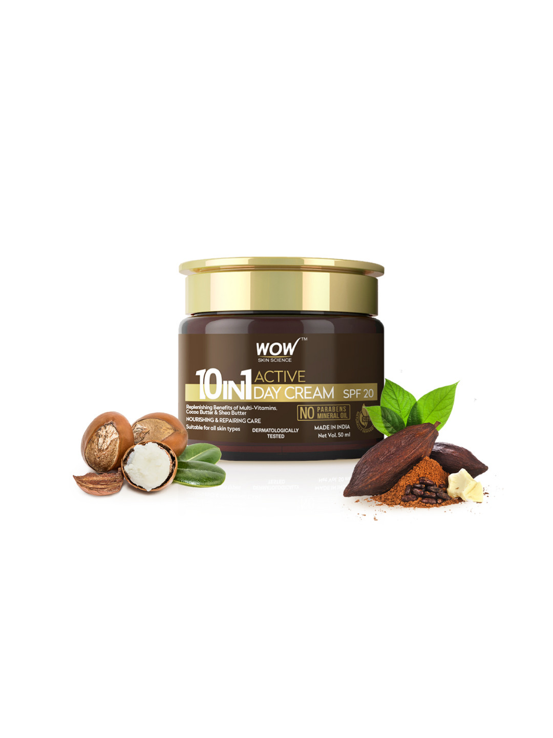

WOW SKIN SCIENCE 10 in 1 10 in 1 Active Miracle No Parabens & Mineral Oil Day Cream 50 ml, White
