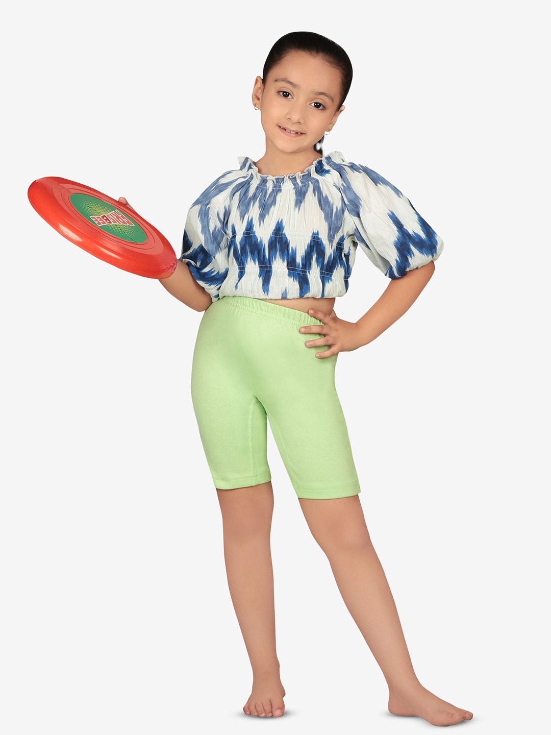 

PROTEENS Girls Lime Green Solid Slim Fit Biker Shorts