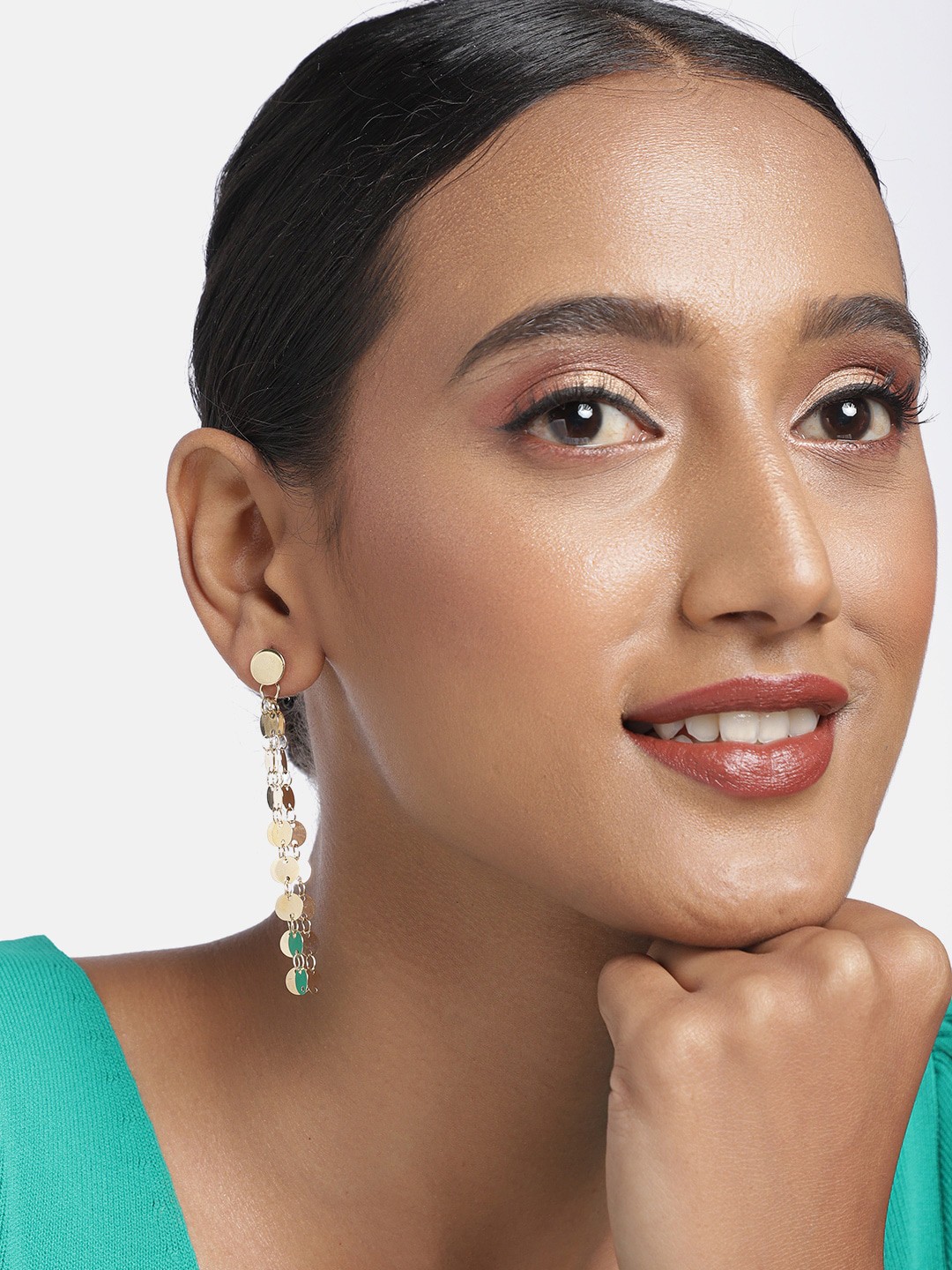 

Ayesha Set of 2 Gold-Toned & Silver-Toned Contemporary Drop Earrings