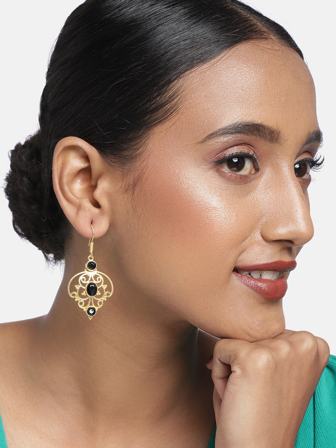 

Ayesha Set of 2 Gold-Toned Contemporary Drop Earrings