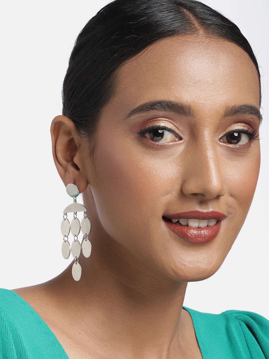 

Ayesha Set of 2 Silver-Toned Contemporary Drop Earrings
