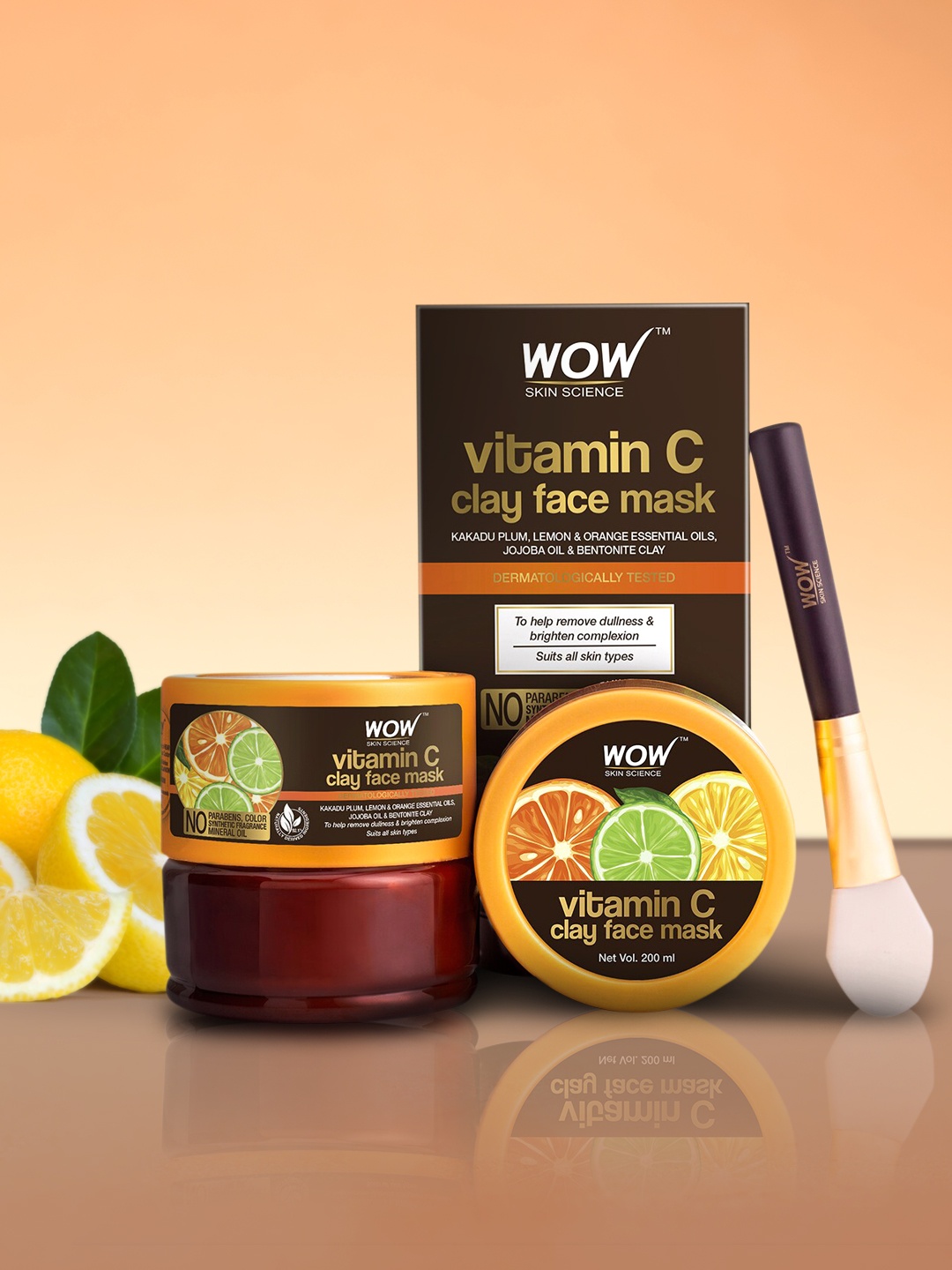 

WOW SKIN SCIENCE Vitamin C Glow Clay Face Mask- 200 mL, Brown