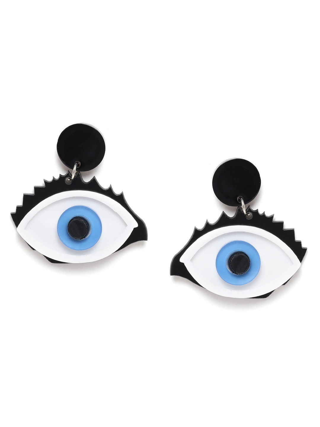 

DIVA WALK EXCLUSIVE White & Blue Eyes-Shaped Handcrafted Drop Earrings