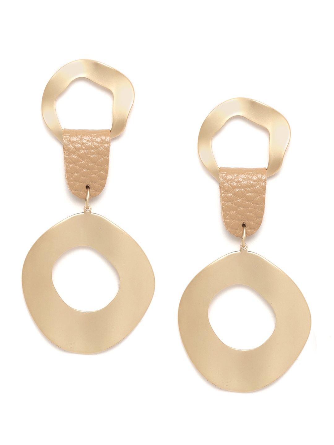 

DIVA WALK EXCLUSIVE Beige Gold-Plated Contemporary Drop Earrings