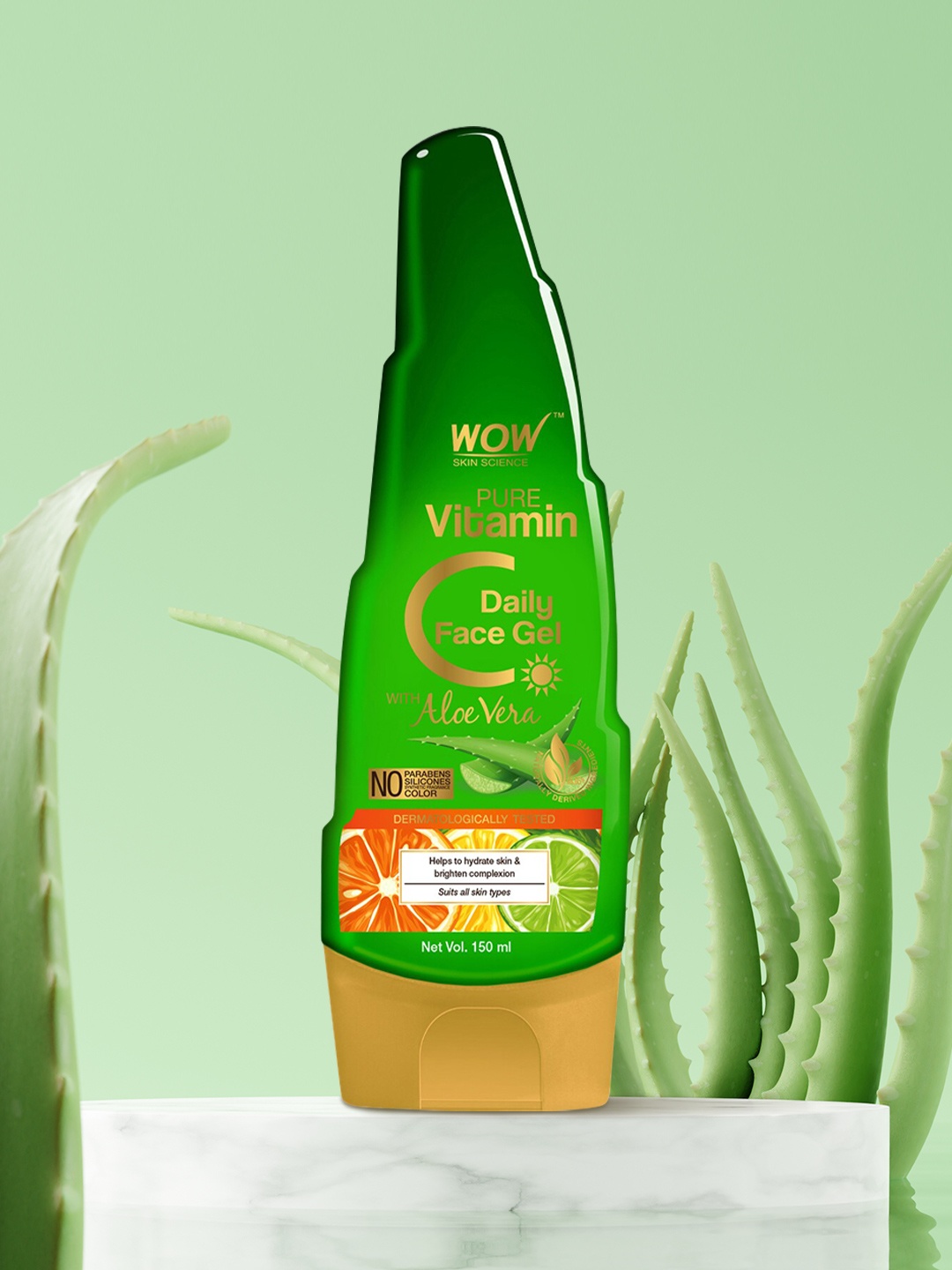 

WOW SKIN SCIENCE Pure Vitamin C Daily Face Gel with Aloe Vera 150 ml, Green