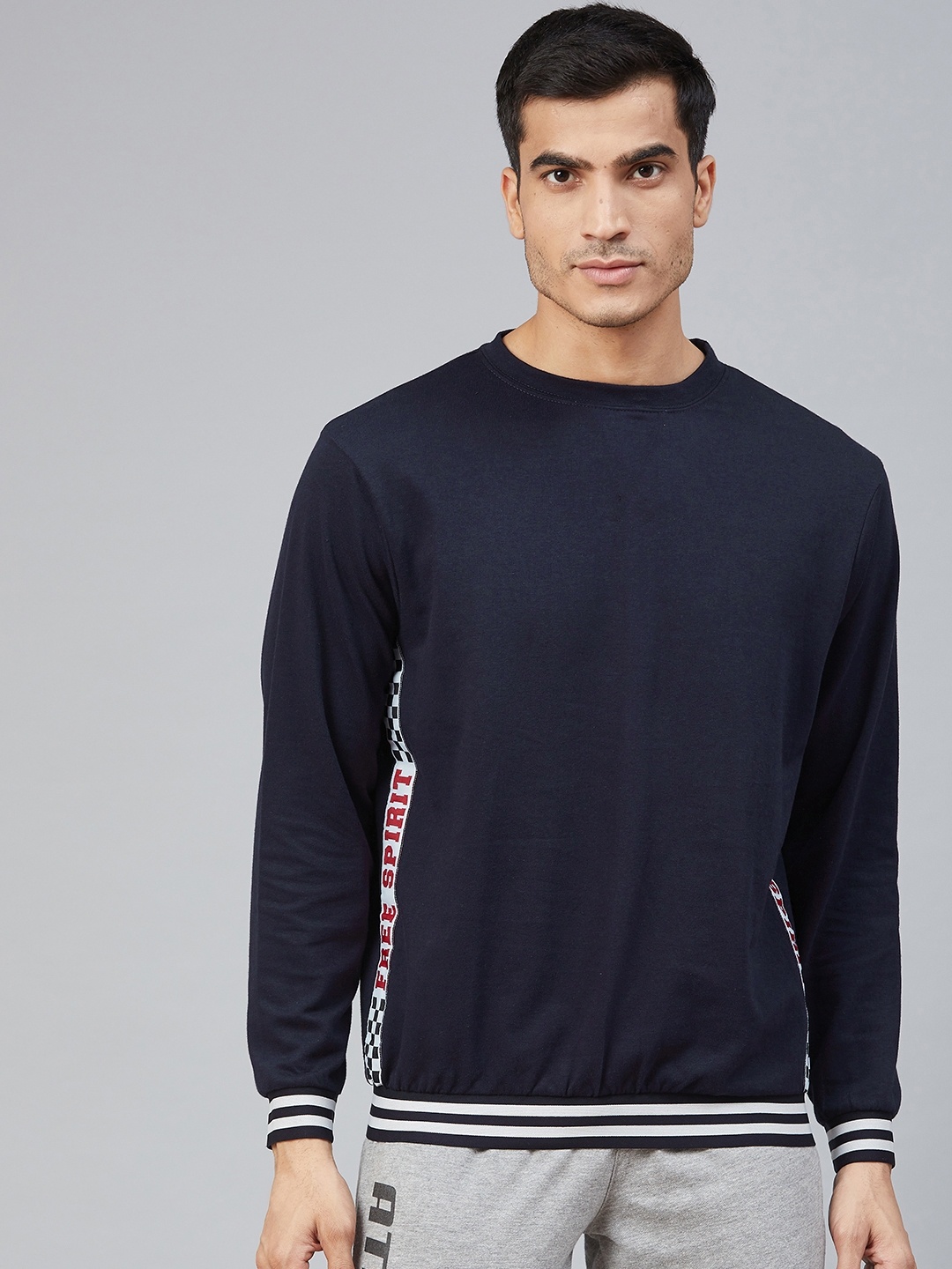 

Hubberholme Men Navy Blue Solid Sweatshirt