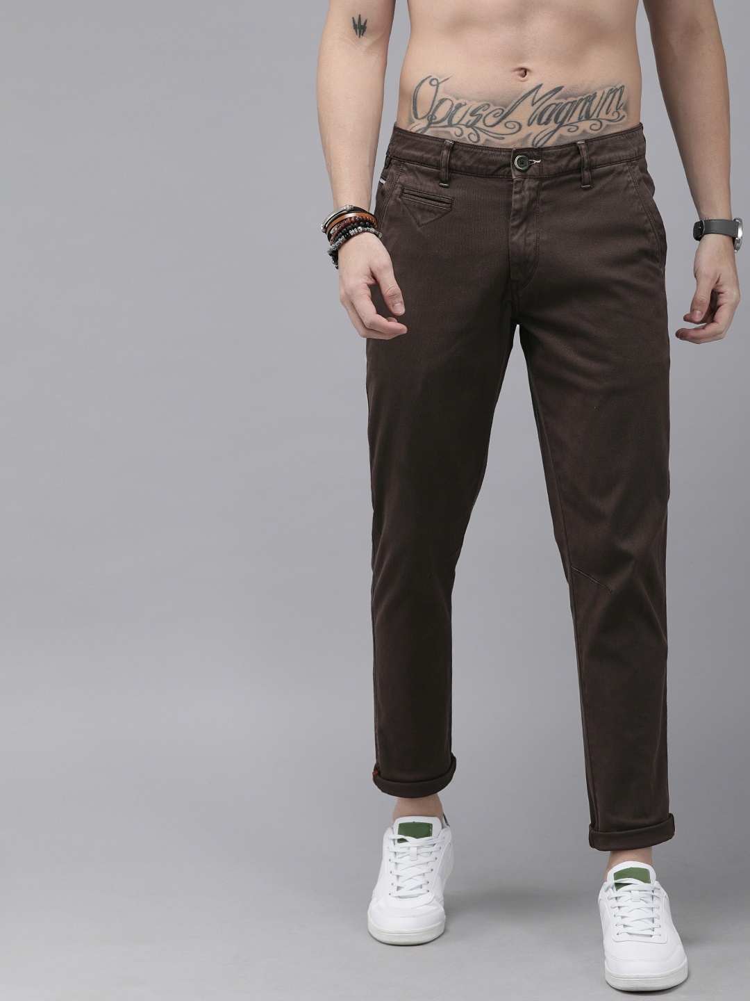 

Roadster Men Brown Regular Fit Solid Regular Trousers