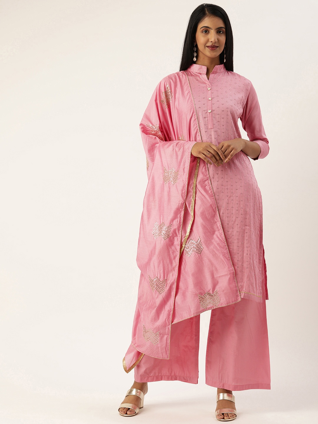 

Rajnandini Pink Cotton Blend Semi-Stitched Dress Material