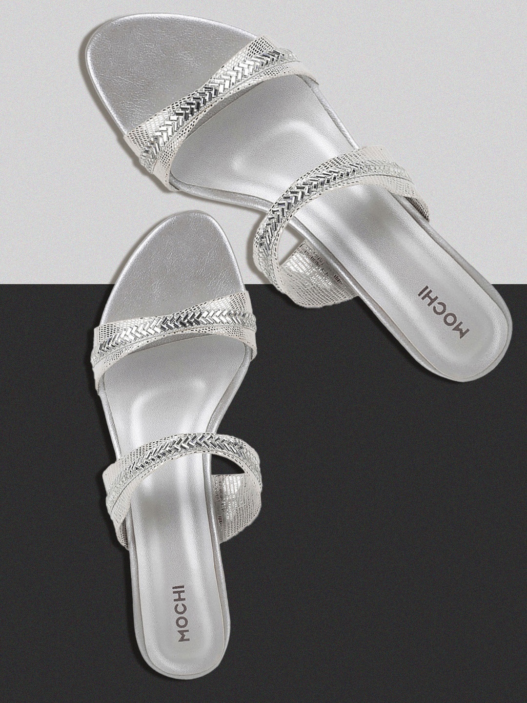

Mochi Women Silver-Toned Embellished Heels