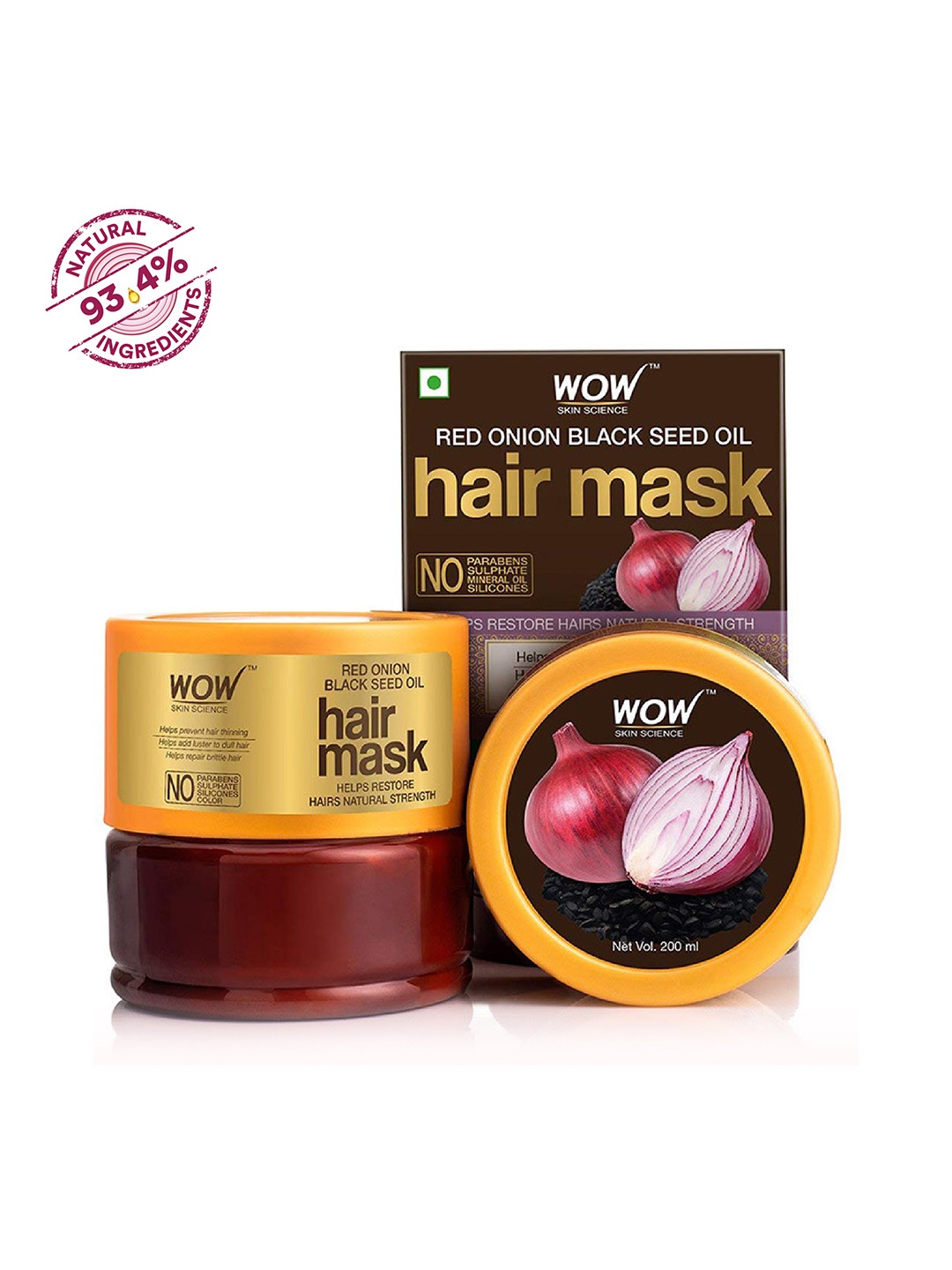 

WOW SKIN SCIENCE Red Onion Black Seed Oil Hair Mask 200 ml, Brown