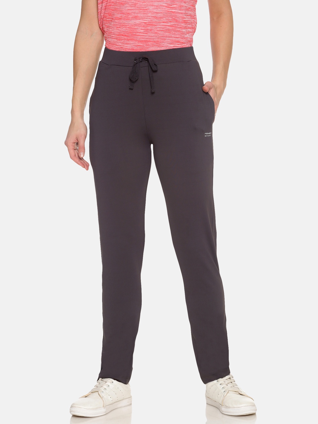 

FEMEA Women Charcoal Grey Solid Track Pants