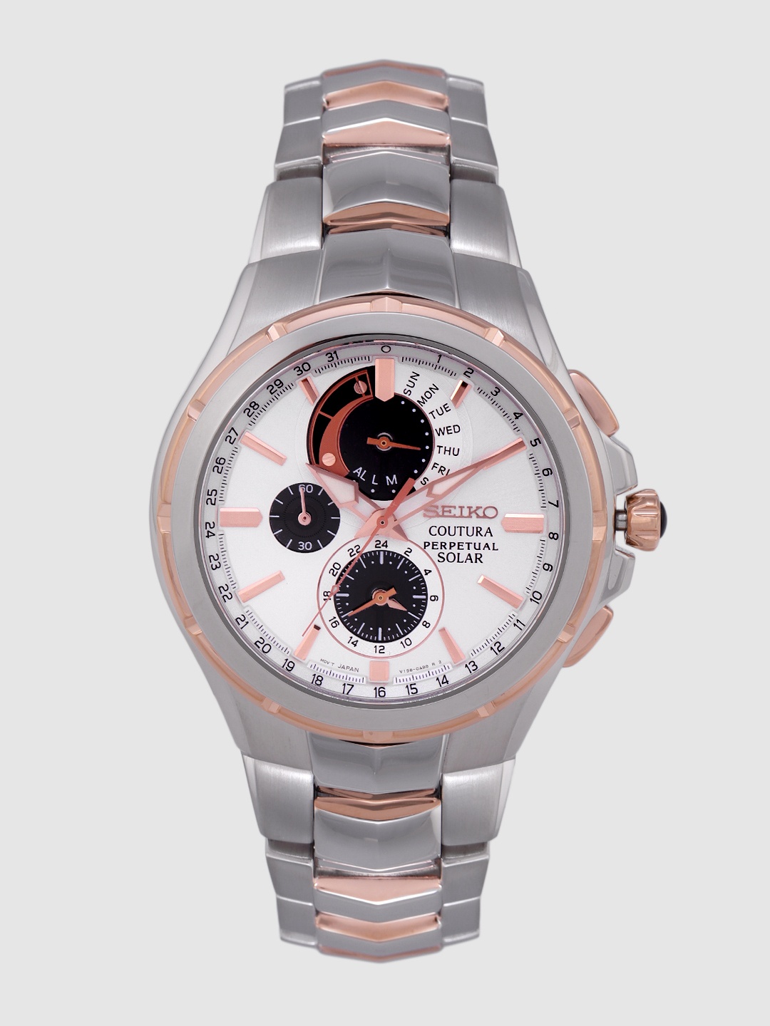 

SEIKO Men Silver-Toned Coutura Perpetual Solar Chronograph Analogue Watch SSC796P1
