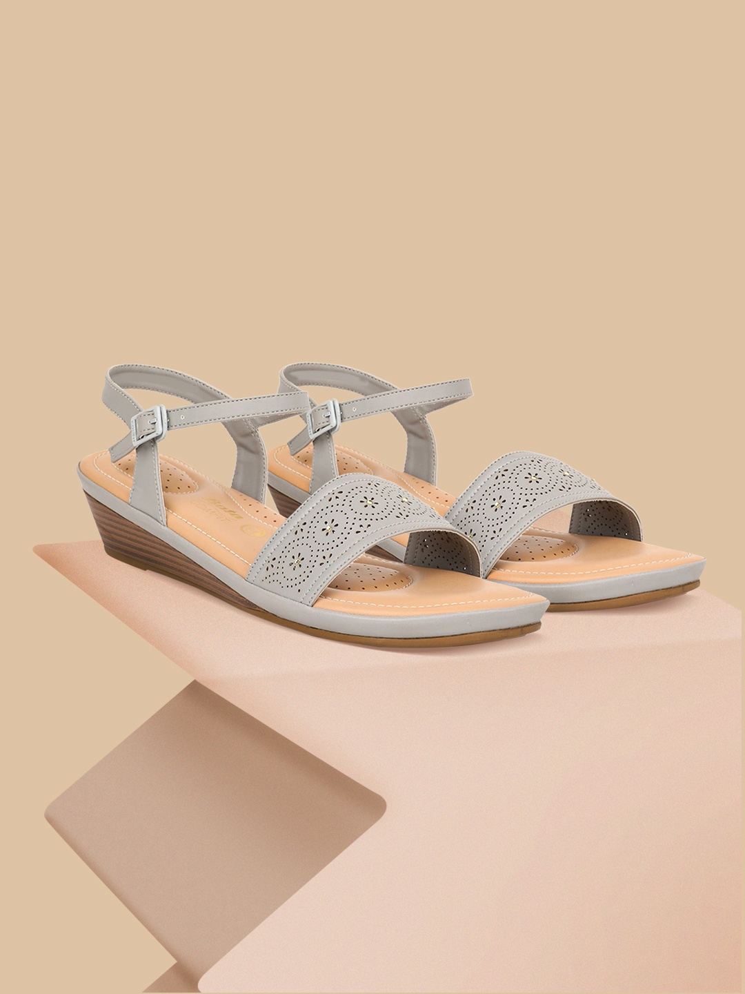 

Bata Women Grey Embellished Wedges