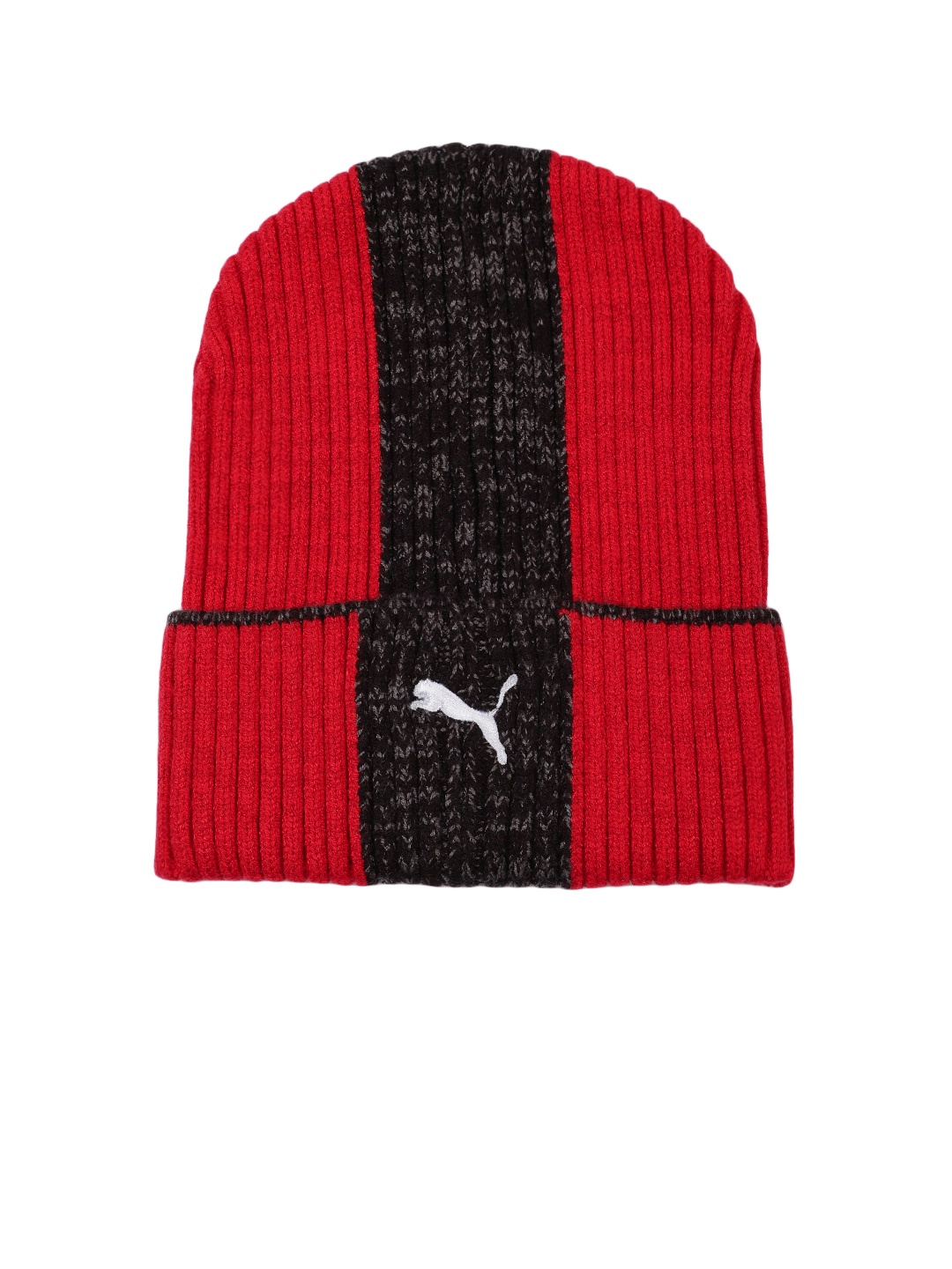 

Puma Unisex Red & Black Self Design Beanie