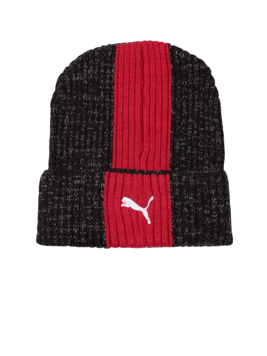 

Puma Unisex Black & Red Self Design Beanie