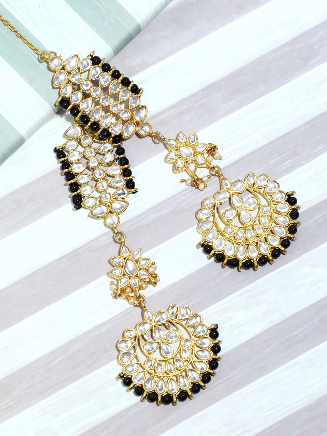 

KARATCART Gold-Plated & Black Classic Hoop Earrings