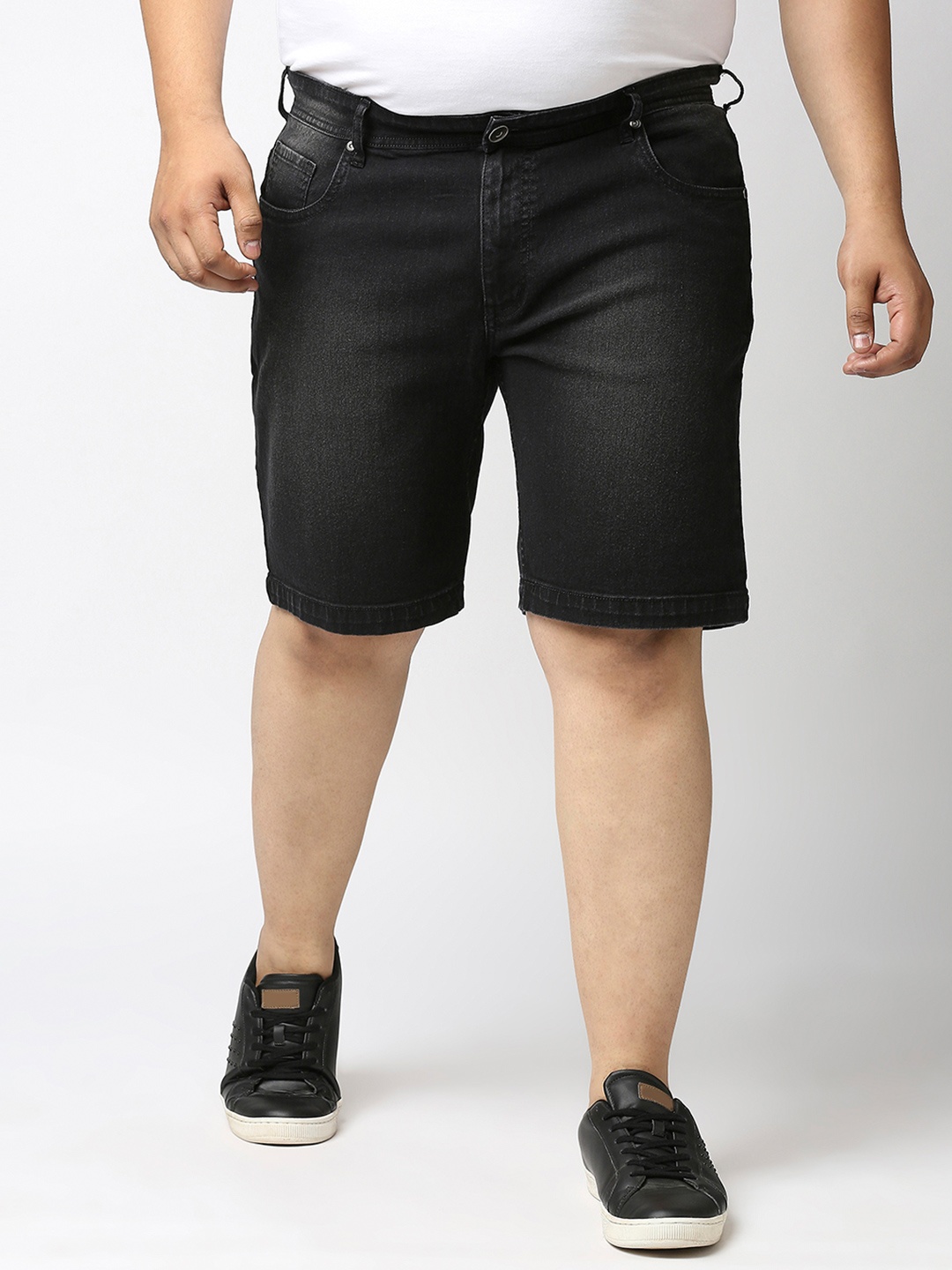 

Freeform by High Star Plus Size Men Black Denim Shorts