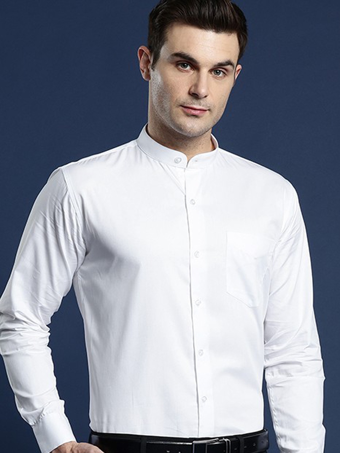

Hancock Men Solid Slim Fit Pure Cotton Formal Shirt, White