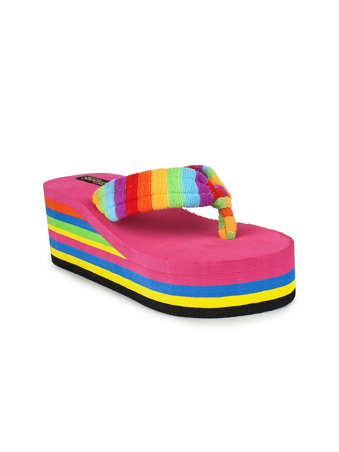 

Shoetopia Women Pink Striped Comfort Heels