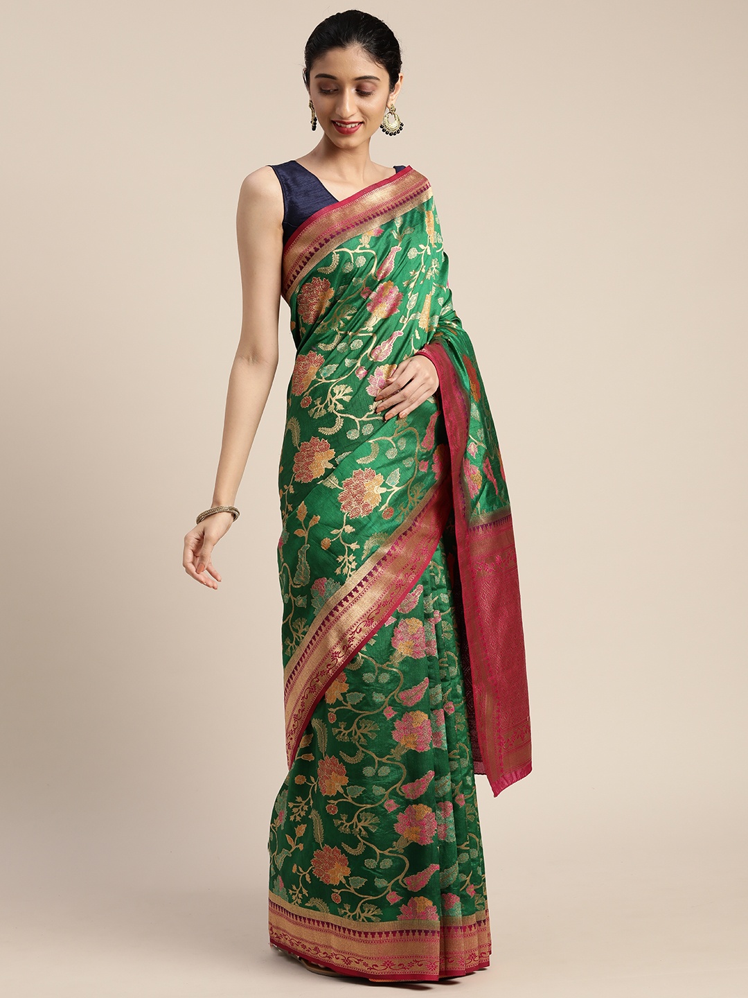 

MIMOSA Green Art Silk Woven Design Patola Saree