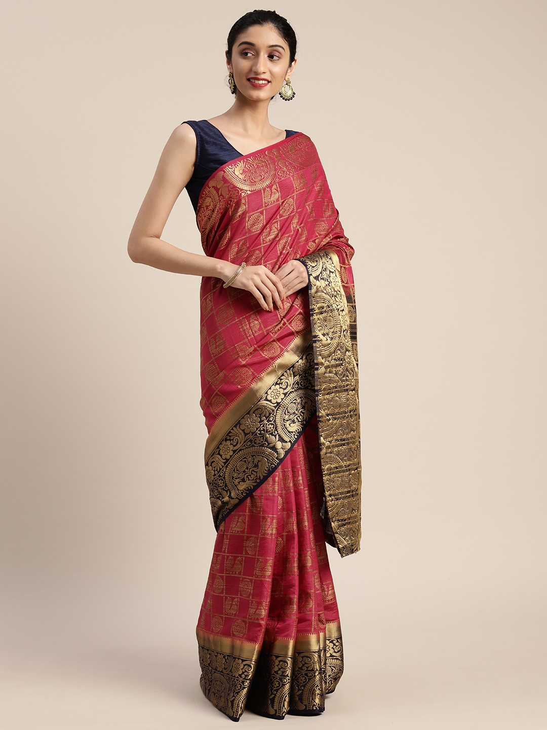 

MIMOSA Maroon Art Silk Woven Design Kanjeevaram Saree