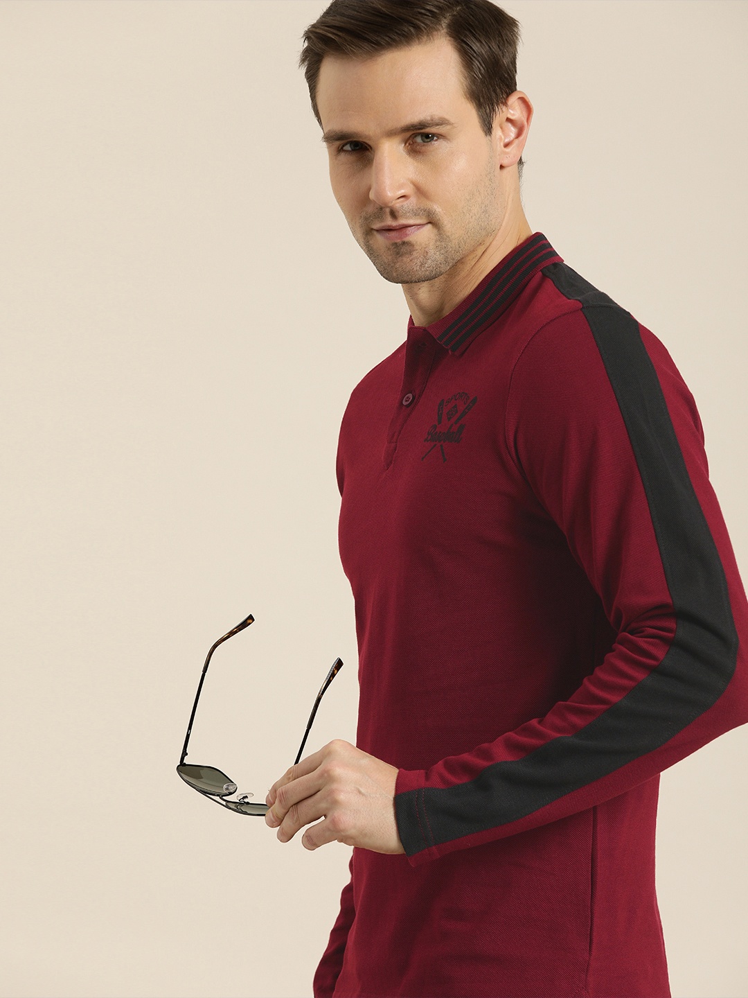 

Moda Rapido Men Maroon Solid Polo Collar Pure Cotton T-shirt