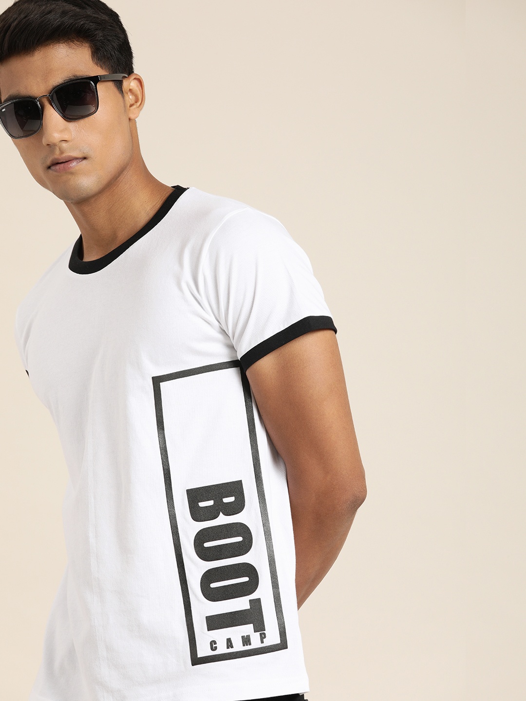 

Moda Rapido Men White Printed Round Neck Pure Cotton T-shirt